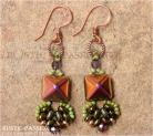 Fanfare Earrings-Copper, Iris Gold, Green, and Purple
