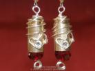 Bullet Earrings-9mm-Red Crystal Tip Wire Wrapped Heart with Clear Crystal-E132A