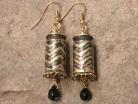 Bullet Earrings-Etched Zigzag Lines with Black Patina