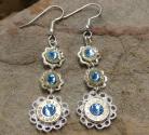 Ammo Earrings-3 Tier Dangle with Aquamarine Crystals
