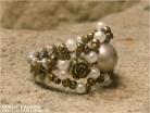 Woven Bead Victorian Ring-Antique Gold and Platinum Pearl