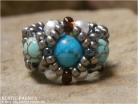 Woven Bead Hugs N Kisses Ring-Turquoise and Steel Grey