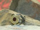 Ammo Ring-Dark Red Crystal and Heart Filigree