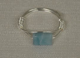 Amazonite and Silver Plated Wrapped Ring