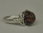 Leopard Jasper Silver Plated Wire Wrapped Ring