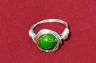 Green Round Imperial Jasper Silver Plated Wrapped Ring