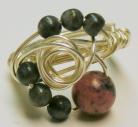 Rhodonite and Labradorite Silver Plated Swirl Ring