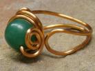 Copper Folded Wrapped Swirl Ring with Aventurine