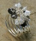 Coil Shank Ring-Black and White Crystals In Motion