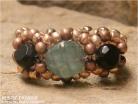Woven Bead Ring-Apatite & Black Beads with Copper Seed Beads