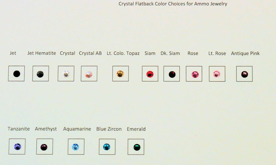 Crystal Color Chart for Ammo Jewelry